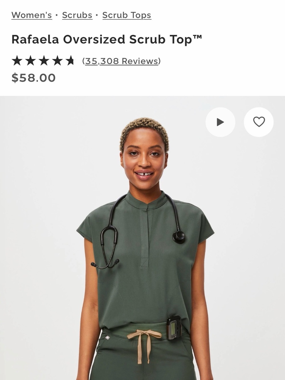 Figs Rafaela Oversized Tunic Top - Olive Green